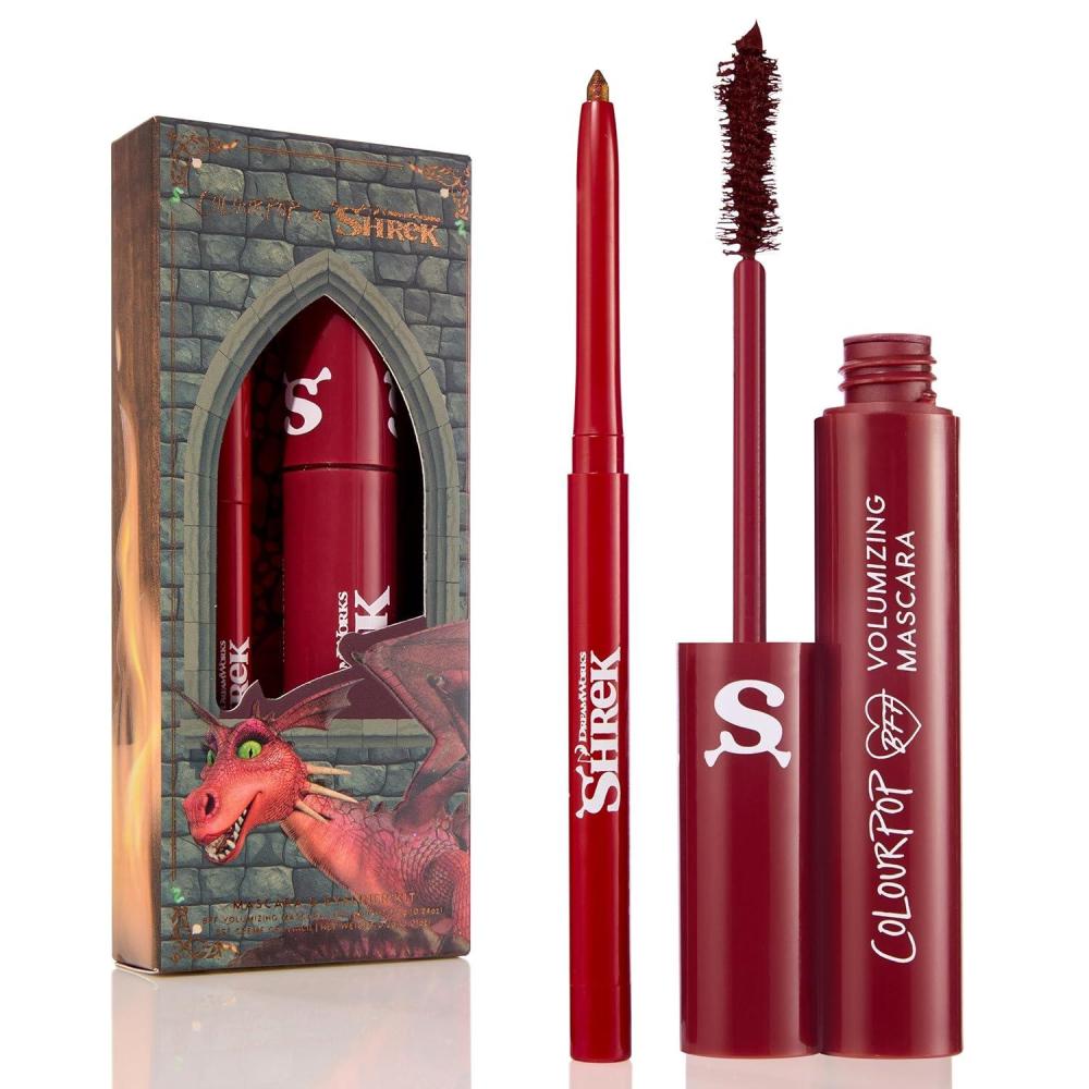 imageColourPop x Shrek Multichrome Eyeliner ampamp Mascara Kit  Includes BFF Crme Gel Eyeliner in Fire Breath ampamp BFF Volumizing Mascara in Dragon  Travel Size Makeup Kit 2 Count