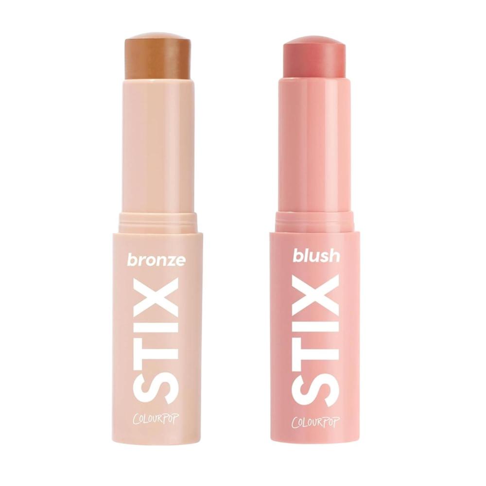imageColourPop Bronzer ampamp Blush Duo  Cream Bronzer Stick Moonstone Beach 028 oz  Blush Stix 258 028 oz Buildable Blendable Natural Finish for Cheeks ampamp Contour