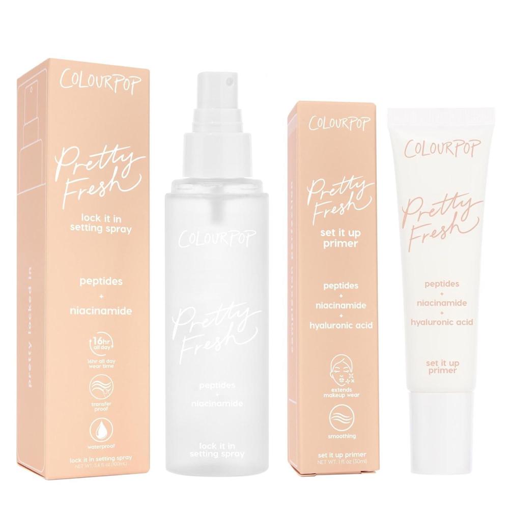 imageColourPop Pretty Fresh Makeup Prep ampamp Set Duo  Set It Up Primer Weightless CreamGel Lock It In Setting Spray UltraFine Mist Hydrating ampamp ShineControl Makeup Essentials