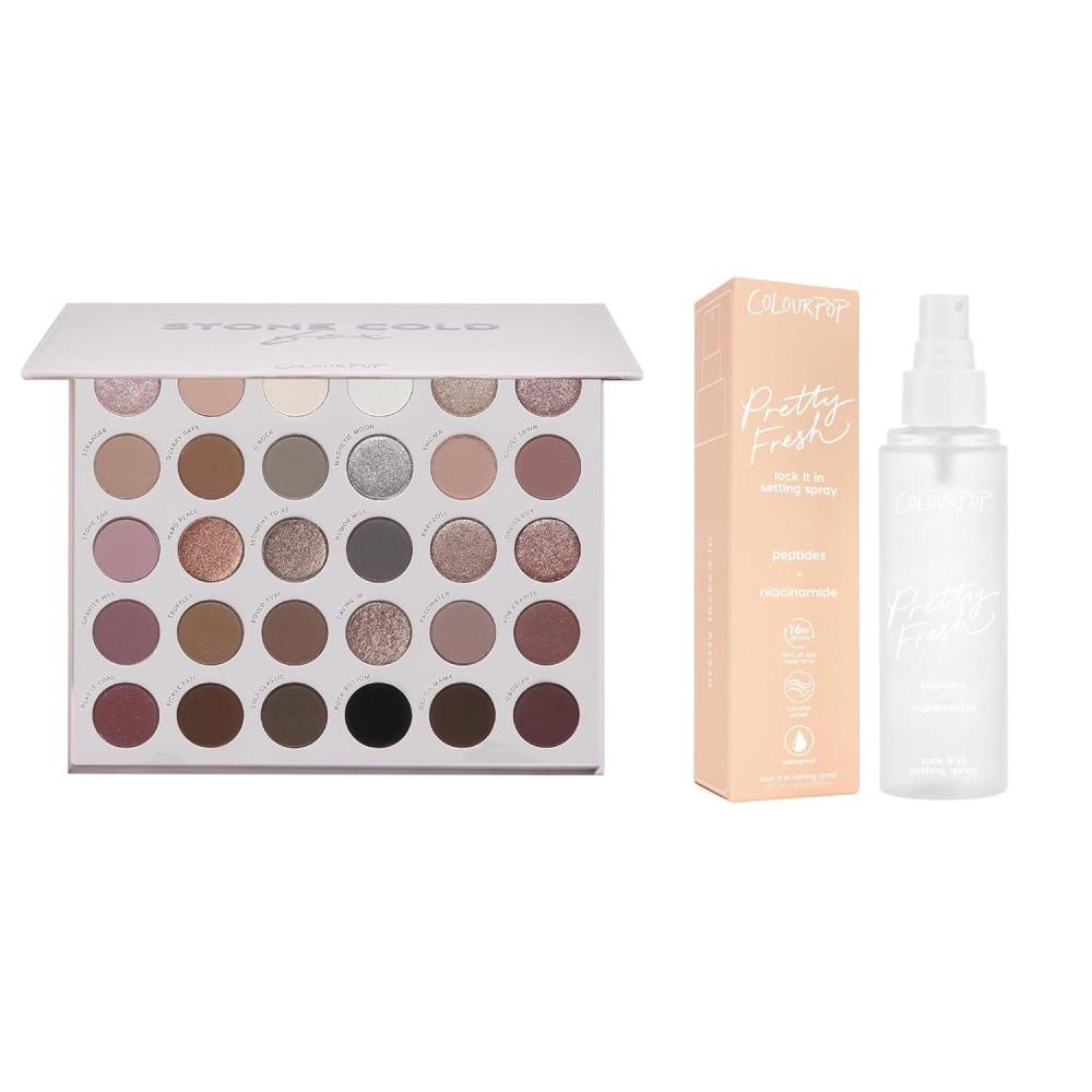 imageColourPop Stone Cold Fox Eyeshadow ampamp Hydrating Setting Mist Bundle  30Pan Cool Matte ampamp Metallic Palette  Dewy LongWear Finishing Mist