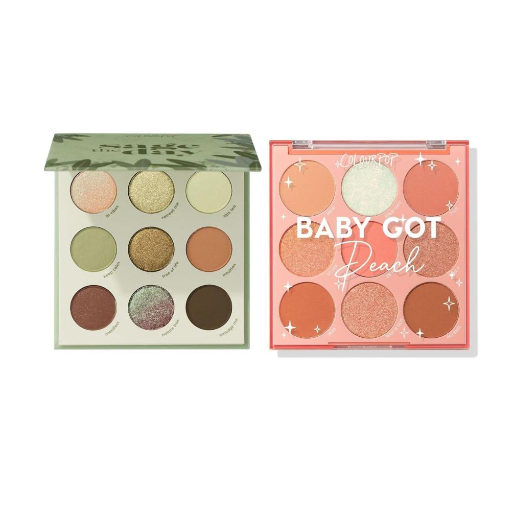 imageColourPop Warms and Neutrals Palettes Bundle  HighPigment Eye Makeup with Matte Metallic and Glitter Finishes  Baby Got Peach Shadow Palette 03 oz ampamp Sage the Day Shadow Palette 03 oz