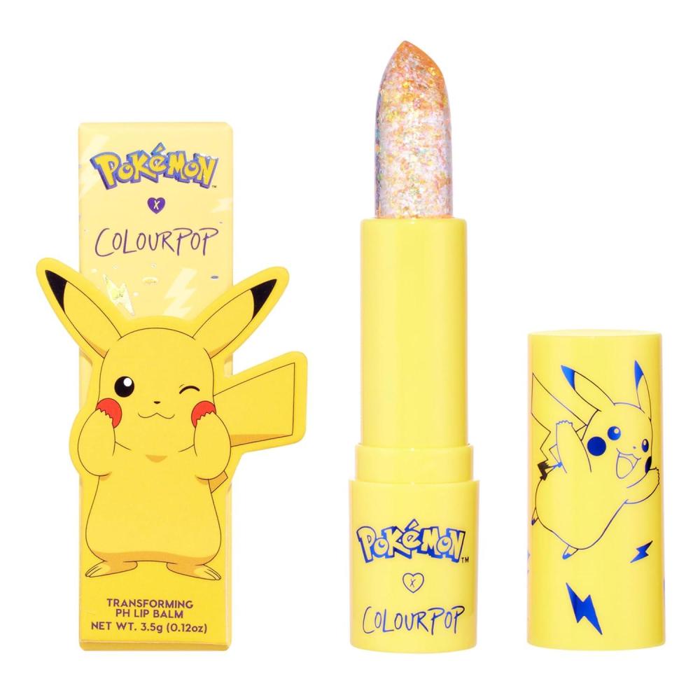 imageColourPop x Pokmon pH Lip Balm  Color Changing Lip Balm Infused with MultiPearl Flakes ampamp LipLoving Ingredients  Creates the Perfect Custom Pink Shade  Thunderbolt 012 ozThunderbolt