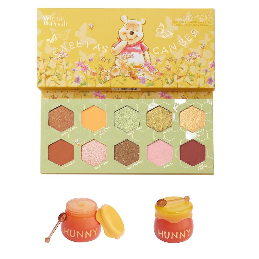 imageColourpop Winnie the Pooh Bundle  Sweet As Can Bee Eyeshadow Palette 04 oz ampamp Hunny Pot Lip Scrub ampamp Mask Set 2 Count  HoneyInspired Makeup ampamp Lip Care Duo