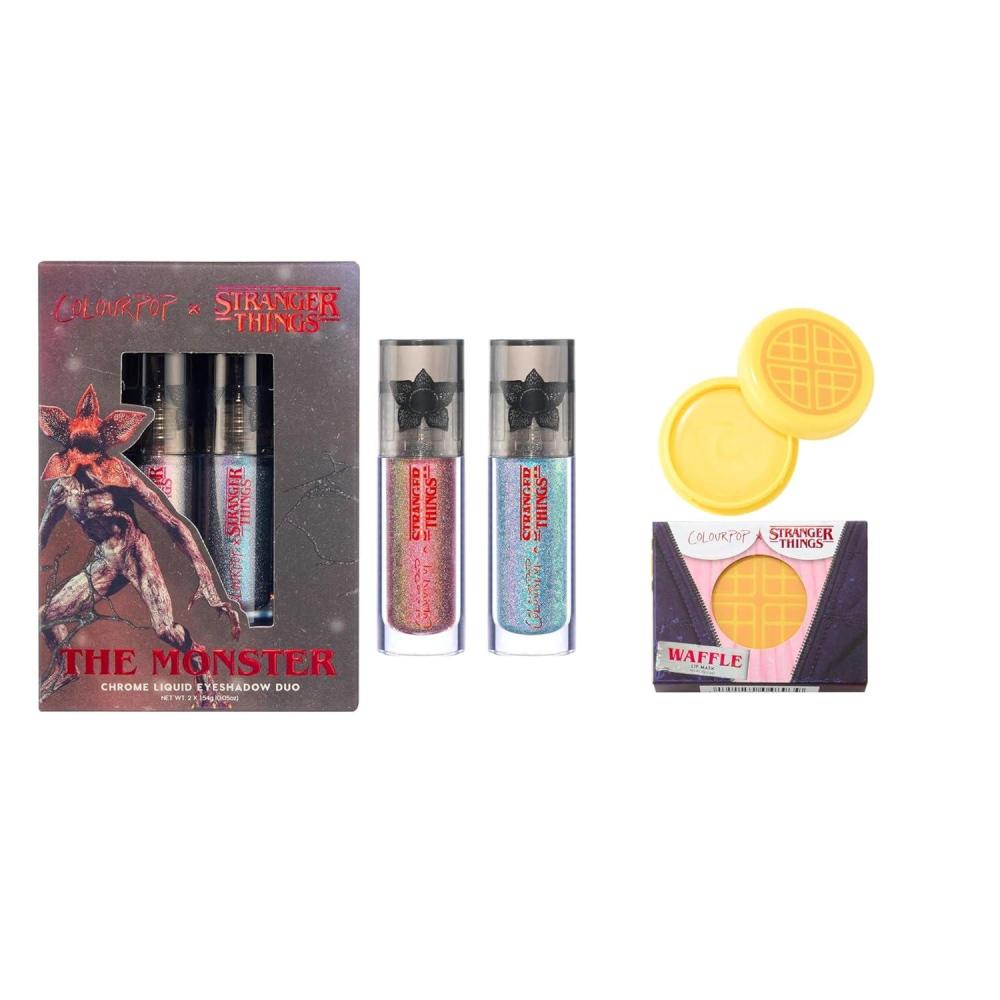 imageColourpop x Stranger Things Eyeshadow ampamp Lip Bundle  ColorShifting Chrome Eyeshadow with LongLasting ampamp UltraPigmented Formula ampamp Waffle Lip Mask