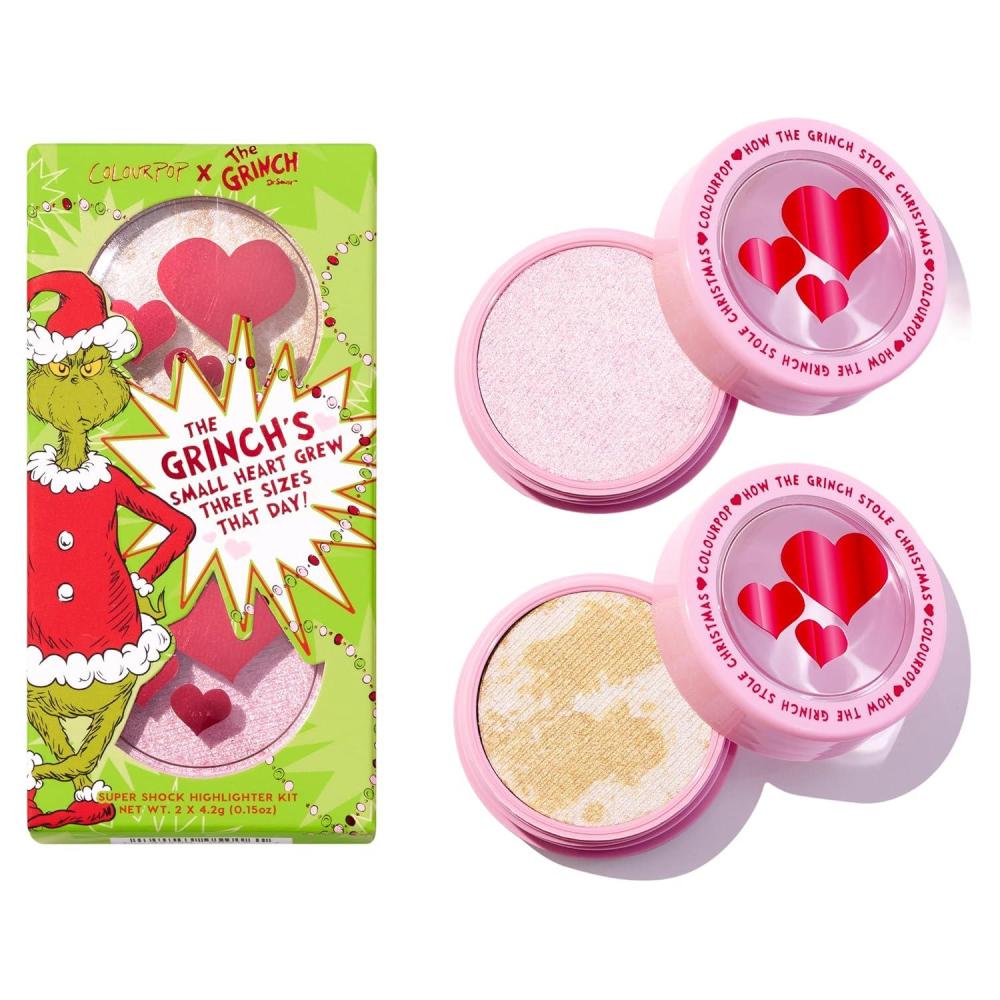 imageColourPop x The Grinch Change of Heart Super Shock Highlighter Makeup Kit  Vegan CrueltyFree Makeup Highlighter Set with a Luminous Finish  Limited Edition Holiday Beauty Gift Set 2 Count