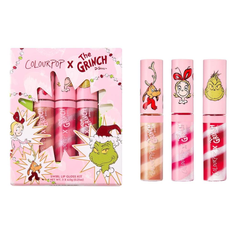 imageColourPop x The Grinch Merry Grinchmas Swirl Tinted Lip Gloss Makeup Kit  Vegan Hydrating Lip Gloss Set with Sugar Cookie Flavor  Limited Edition Holiday Makeup Gift Set 3 Count