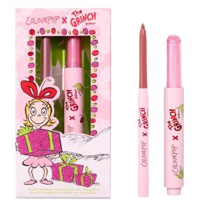 ColourPop x The Grinch Pinky Who Lip Makeup Kit – Limited Edition Lip Liner & Plumping Gloss Balm Hybrid Duo – Visibly Plumps Lips & Delivers Buildable Color (2 Count)