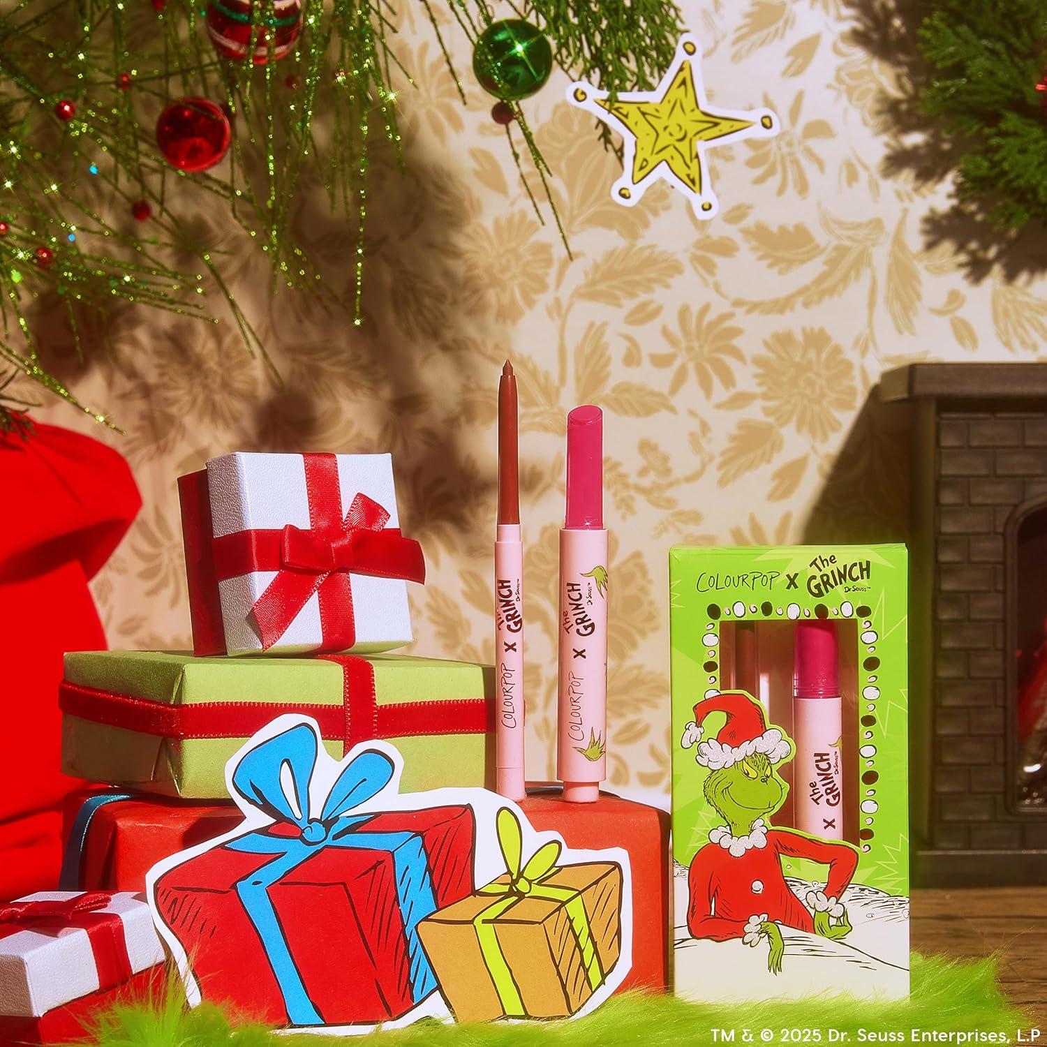 imageColourPop Berry Bold Holiday Set The Grinch Eyeshadow Palette 15 shades 063 oz Berry Grinchy Lip Kit 2 ct HighPigment Eye ampamp Lip Duo for Vibrant Holiday Makeup Looks