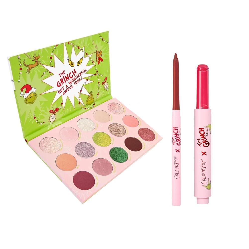 imageColourPop Berry Bold Holiday Set  The Grinch Eyeshadow Palette 15 shades 063 oz  Berry Grinchy Lip Kit 2 ct HighPigment Eye ampamp Lip Duo for Vibrant Holiday Makeup Looks