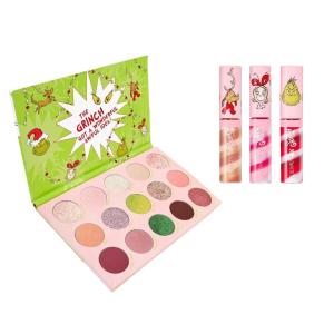 ColourPop Holiday Mischief Duo – The Grinch Eyeshadow Palette (15 shades, 0.63 oz) + Swirl Lip Gloss Kit (3 ct), High-Pigment Eye & Glossy Lip Makeup for Festive Looks