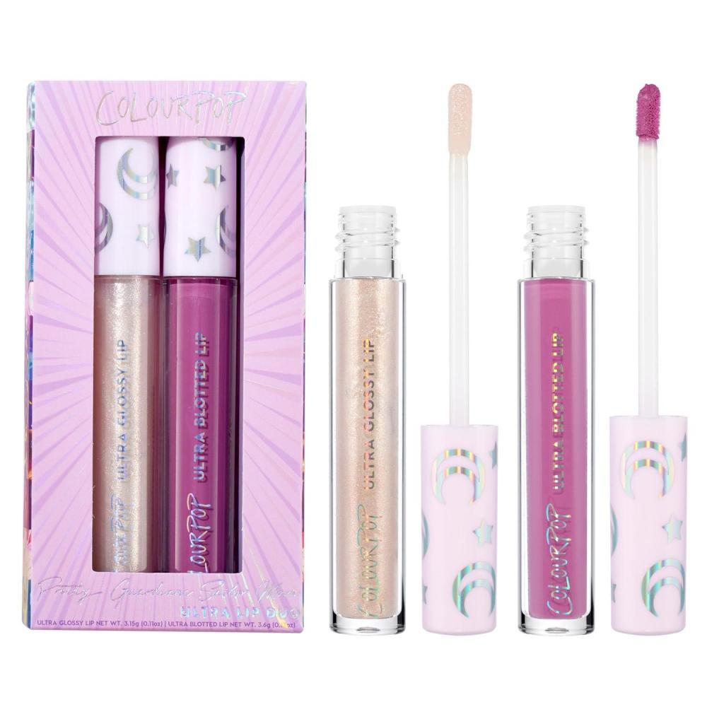 imageColourPop x Sailor Guardians Ultra Lip Color Set HighShine NonSticky ampamp Hydrating Silver Lip Gloss ampamp Diffused Nude Matte Lipstick Set with a Flexible Paddle Applicator Celestial Powers 2 CountHeroines