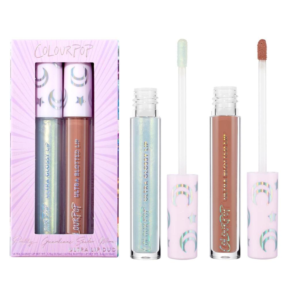 imageColourPop x Sailor Guardians Ultra Lip Color Set HighShine NonSticky ampamp Hydrating Silver Lip Gloss ampamp Diffused Nude Matte Lipstick Set with a Flexible Paddle Applicator Celestial Powers 2 CountCelestial Powers