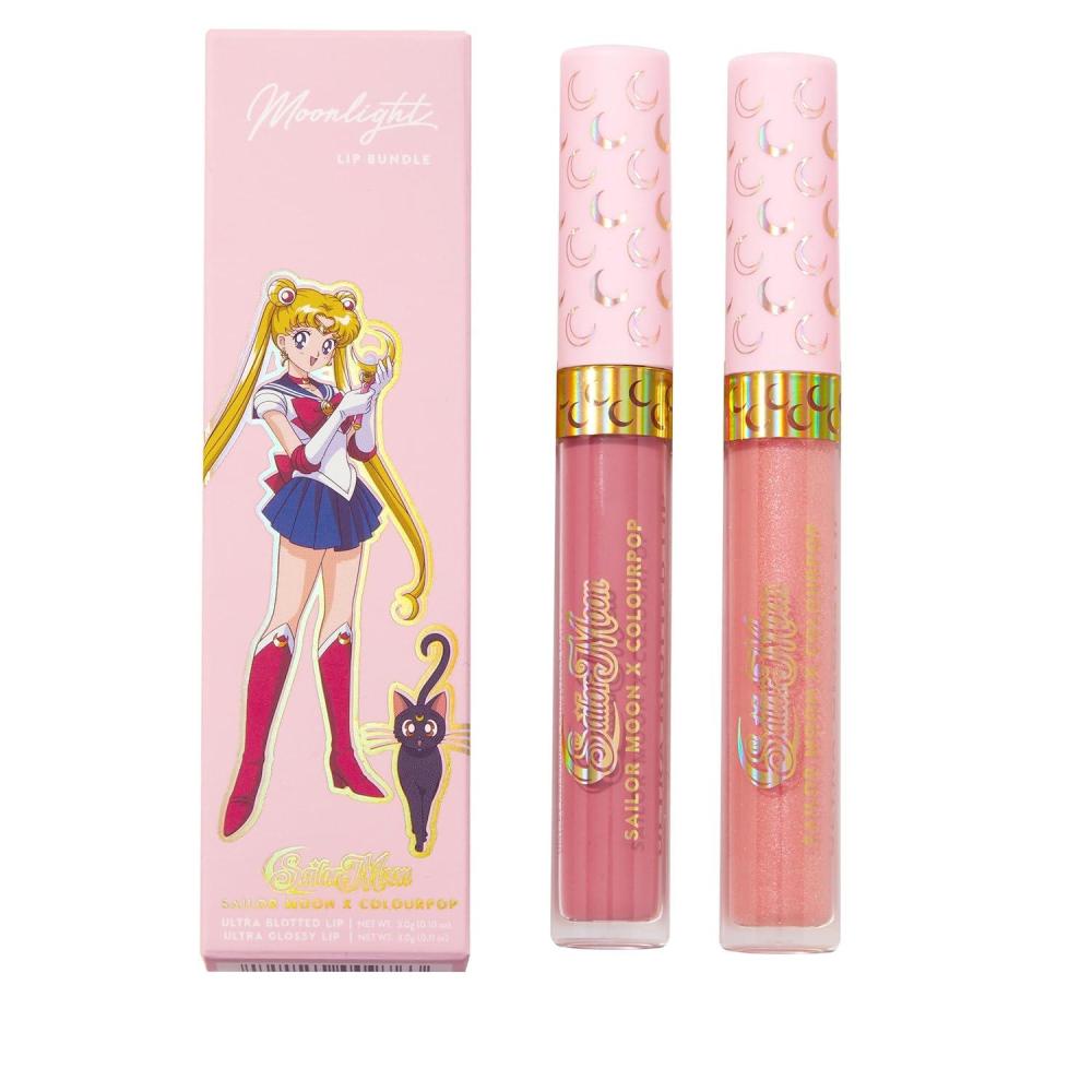 imageColourPop x Sailor Moon Ultra Lip Set  HighShine NonSticky ampamp Hydrating Pink Lip Gloss ampamp Diffused Matte Lipstick Set with a Flexible Paddle Applicator  Daylight 2 CountMoonlight