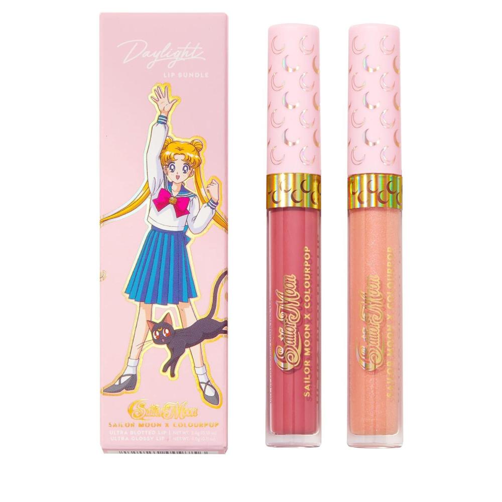 imageColourPop x Sailor Moon Ultra Lip Set HighShine NonSticky ampamp Hydrating Pink Lip Gloss ampamp Diffused Matte Lipstick Set with a Flexible Paddle Applicator Daylight 2 CountPink
