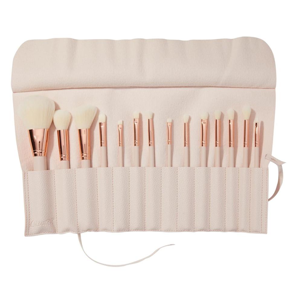 image:imageColourPop Smoke N Roses Brush Roll Face amp Eye Brush Set Face amp Eye Makeup Brush Set Made with Luxe Synthetic Vegan Bristles Includes Holder 14 CountUltimate Set