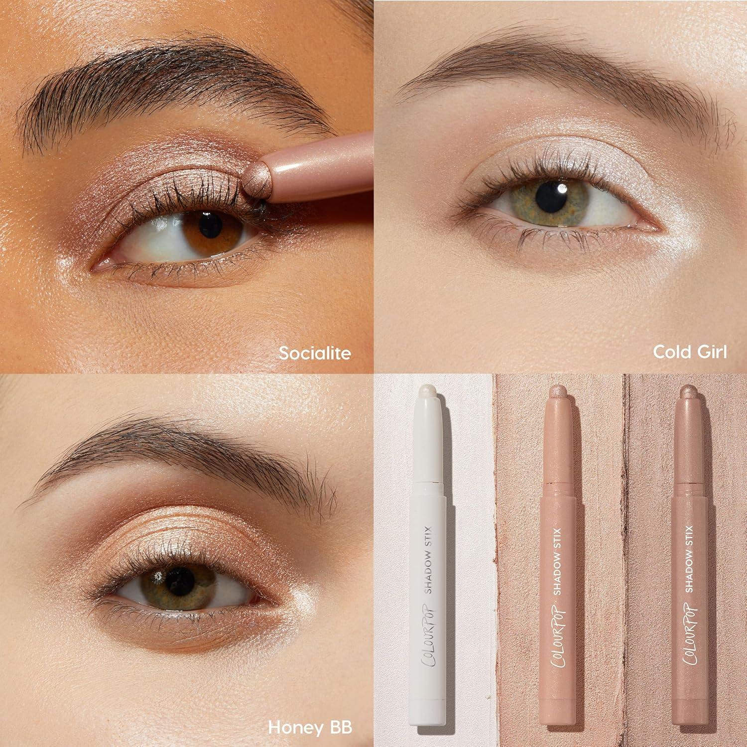 image:imageColourPop The Classics Shadow Stix Makeup Kit Matte Shimmer Eyeshadow Make Up Set Black Silver amp White Cream Eyeshadow Sticks with HighPigment amp Metallic Finishes 3 CountMineral Bundle