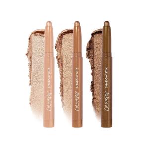 ColourPop The Classics Shadow Stix Makeup Kit – Matte + Shimmer Eyeshadow Make Up Set – Black, Silver & White Cream Eyeshadow Sticks with High-Pigment & Metallic Finishes (3 Count)(Champagne)
