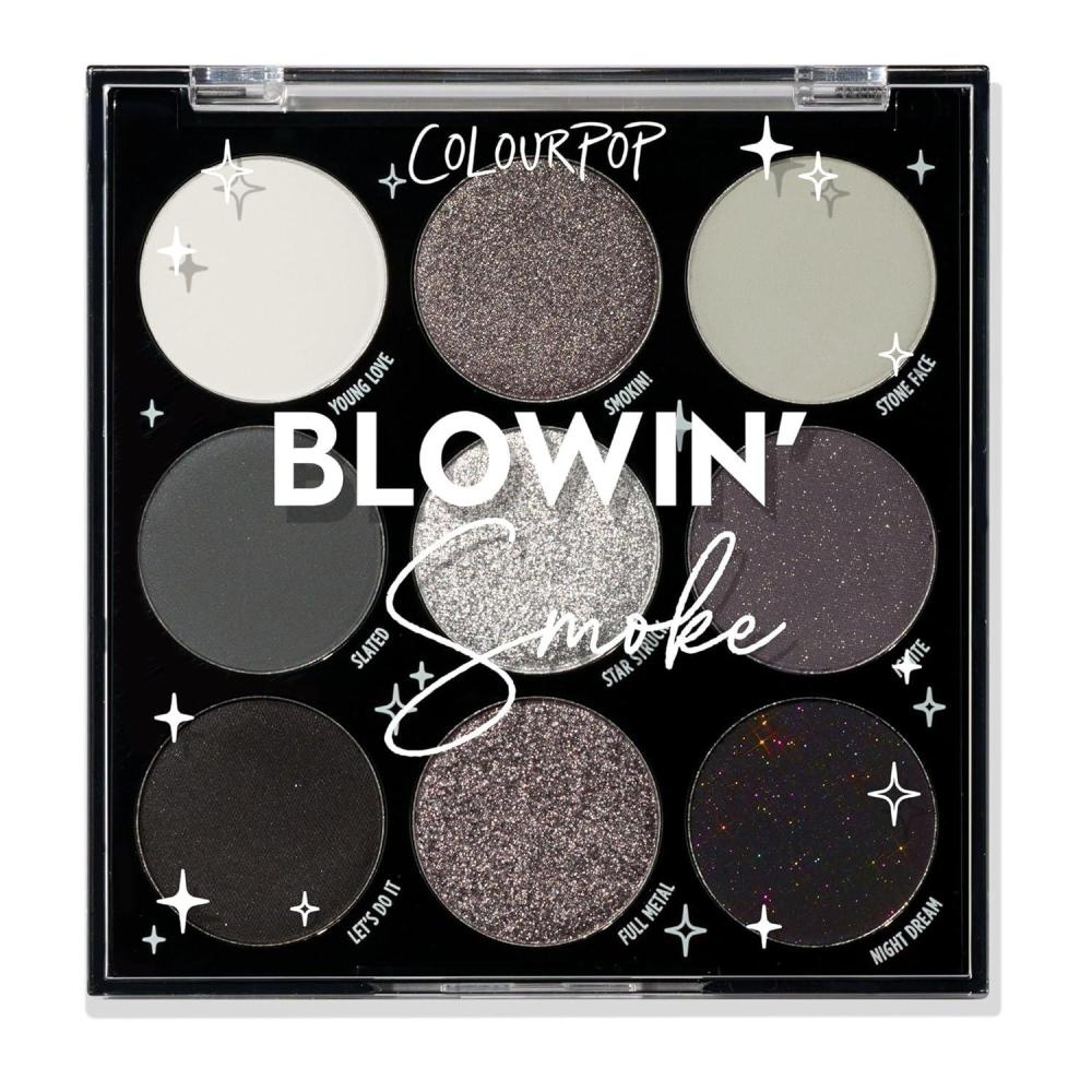 image:imageColourPop Silver Lining Eyeshadow Palette  Cool Toned Silver Grey White amp Black Eyeshadow Palette with Matte amp Glitter Finishes  HighPigment Smokey Eye Makeup with Longwear Formula 03 ozBlowin Smoke