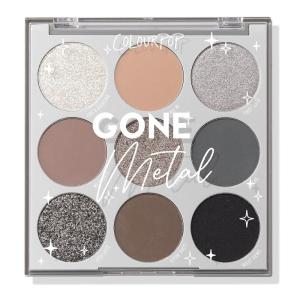 ColourPop Silver Lining Eyeshadow Palette – Cool Toned Silver, Grey, White & Black Eyeshadow Palette with Matte & Glitter Finishes – High-Pigment Smokey Eye Makeup with Longwear Formula (0.3 oz)(Gone Metal)