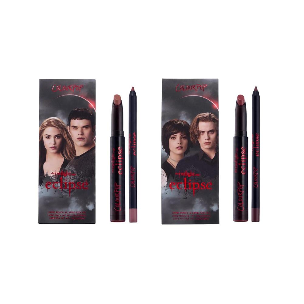 image:imageColourPop Twilight Lip Bundle Eclipse Lip Kit Opposites Attract 2 Count Eclipse Lip Kit New Love 2 Count UltraPigmented Pinky Nude amp Burgundy Brown Lip Set