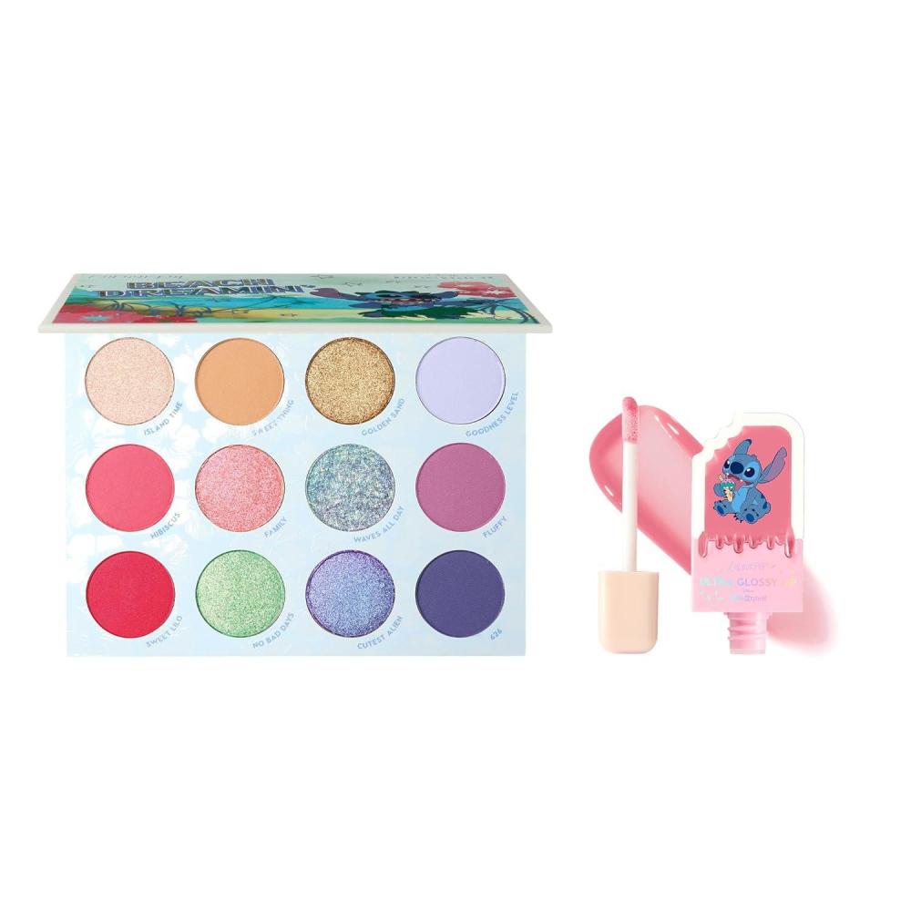 image:imageColourPop x Disney Stitch Makeup Bundle Beach Dreamin 12 Shade Eyeshadow Palette Ultra Glossy Lip Gloss High Pigment Hydrating NonSticky Shine TropicalInspired Set